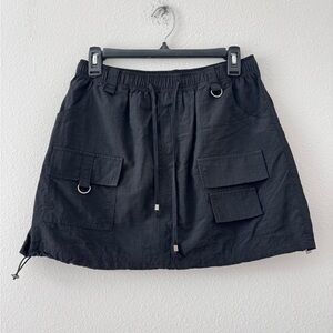 Black Cargo Mini Skirt